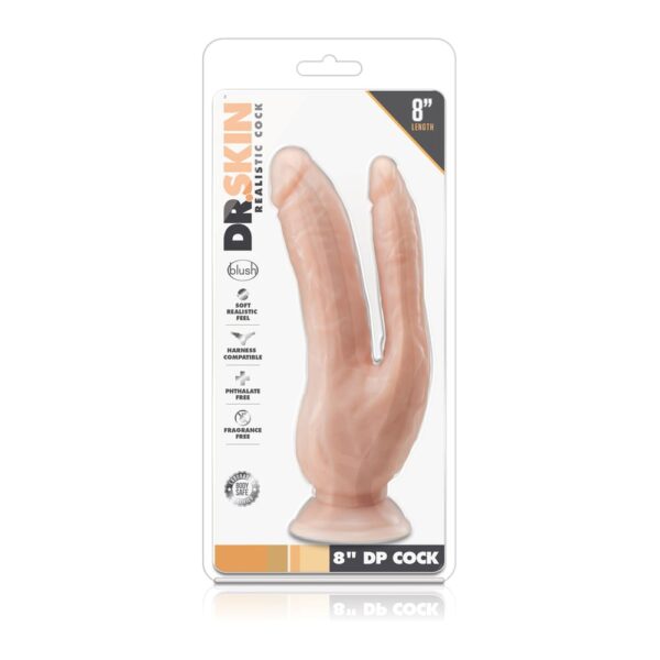Dr. Skin Dual Penetrating Dildo with Suction Cup 8 Inch - image number 4