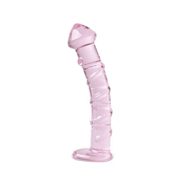 Textured Pink Glass Dildo - image number 1