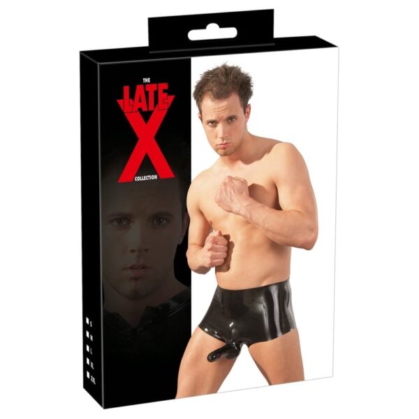 Black Latex Boxers with Penis Sleeve - image number 4