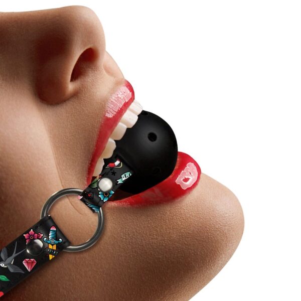 Breathable Ball Gag with Printed Adjustable Leather Straps - image number 2