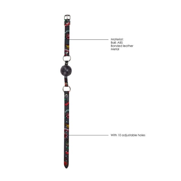 Breathable Ball Gag with Printed Adjustable Leather Straps - image number 3