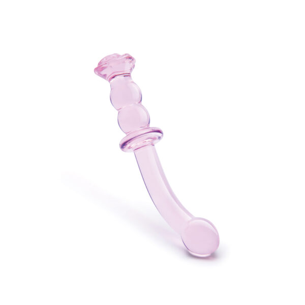 Glaze Glass Rosebud Pink Curved G-Spot Dildo 8 Inch - image number 2