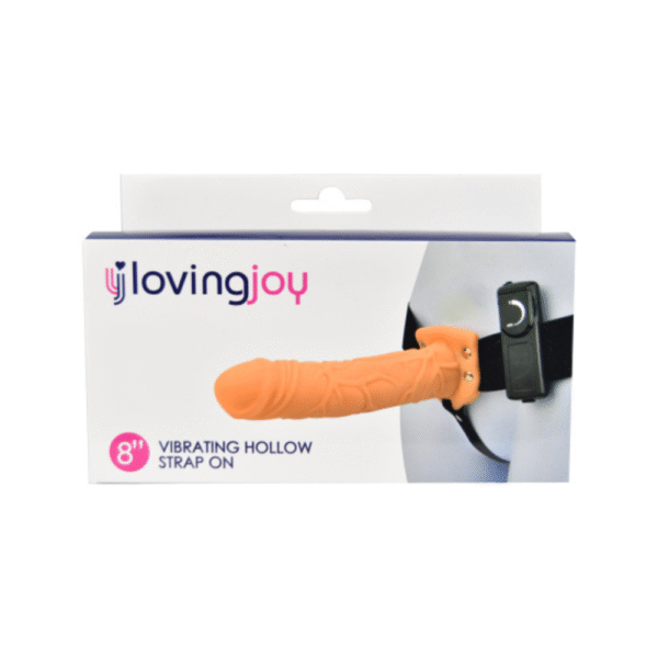 Loving Joy Vibrating Realistic Unisex Hollow Strap-On 8 Inch - image number 3