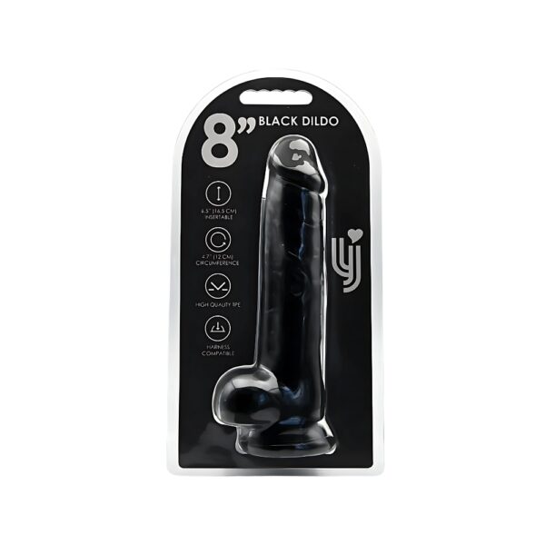Loving Joy Realistic Black Suction Cup Dildo with Balls 8 Inch - image number 4