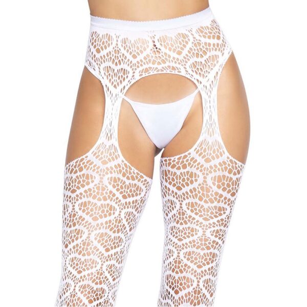 Leg Avenue Heart Net White Suspender Tights - image number 5
