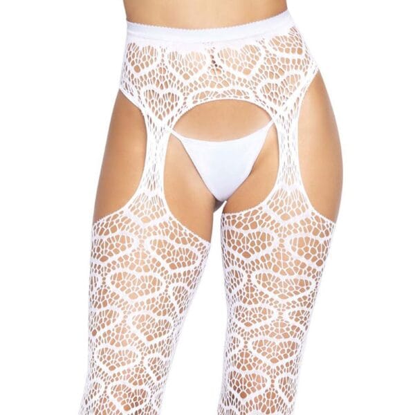 Leg Avenue Heart Net White Suspender Tights - image number 5