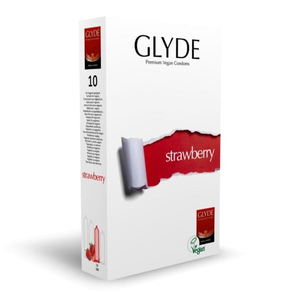 Glyde Strawberry Flavoured Red Condoms (10 Pack) - image number 1