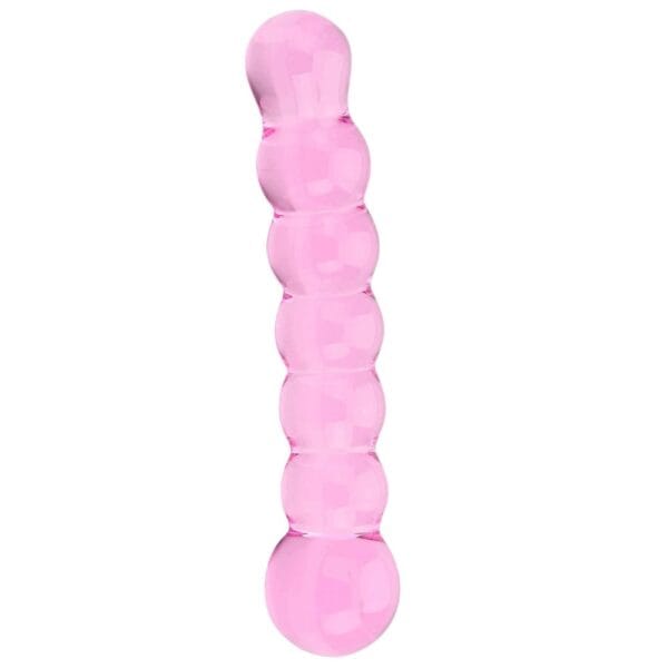 Spectrum Pink Ribbed Glass Dildo - image number 1