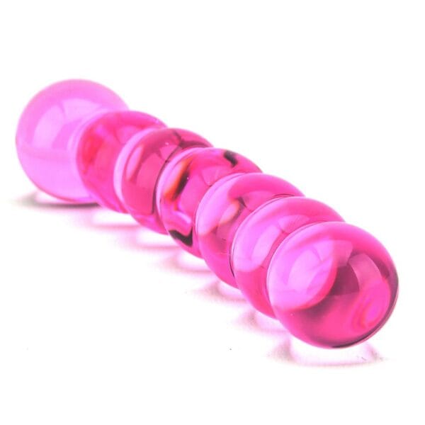 Spectrum Pink Ribbed Glass Dildo - image number 2