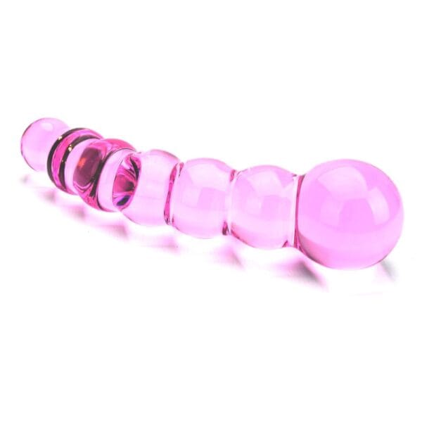 Spectrum Pink Ribbed Glass Dildo - image number 3