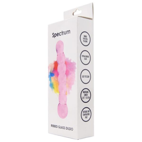 Spectrum Pink Ribbed Glass Dildo - image number 4