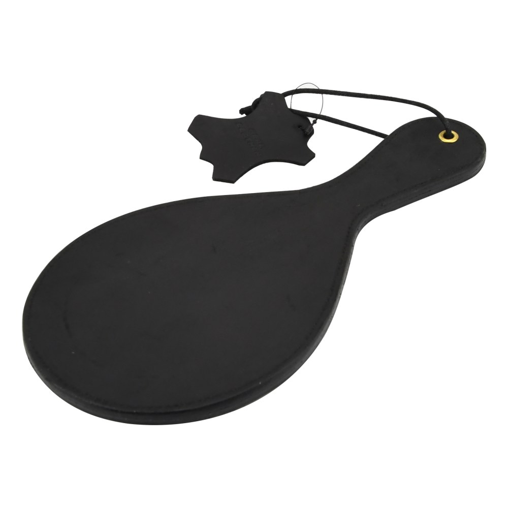 Bound Noir Nubuck Leather Paddle with Brass Stud Detail – image number 2