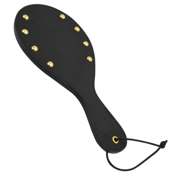 Bound Noir Nubuck Leather Paddle with Brass Stud Detail – image number 1