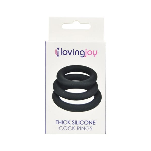 Loving Joy Thick Silicone Cock Rings 3 Pack Grey – image number 4