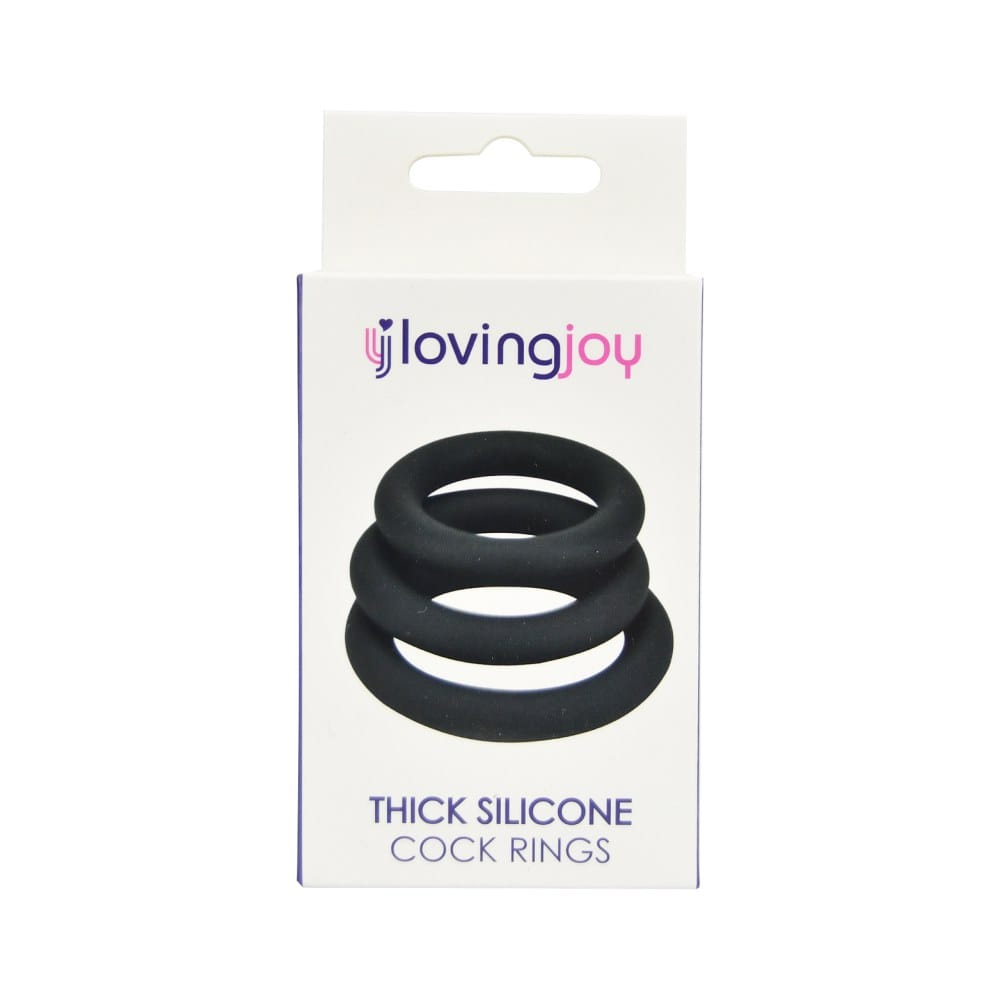Loving Joy Thick Silicone Cock Rings 3 Pack Grey – image number 4