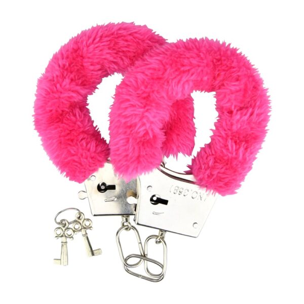 Loving Joy Furry Pink Handcuffs with Quick-Release Keys – image number 1