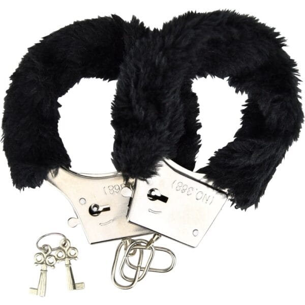 Loving Joy Furry Handcuffs Black – image number 1