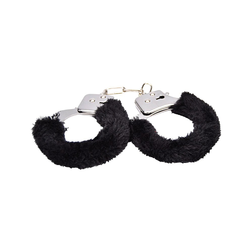 Bound to Play Heavy Duty Furry Handcuffs Black – image number 1
