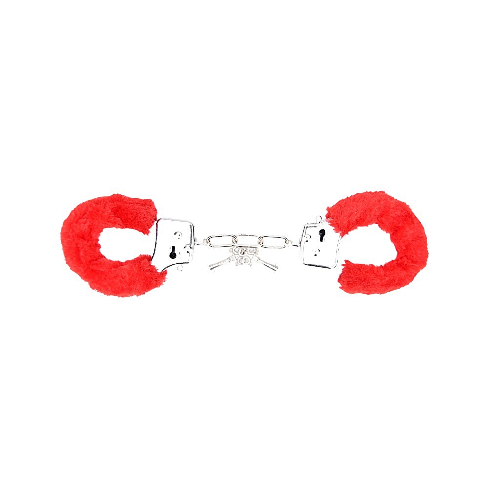 Bound to Play Heavy Duty Furry Handcuffs Red – image number 3