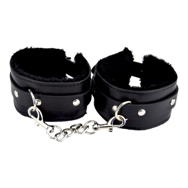 Bound to Please Furry Plush Wrist Cuffs Black – image number 3