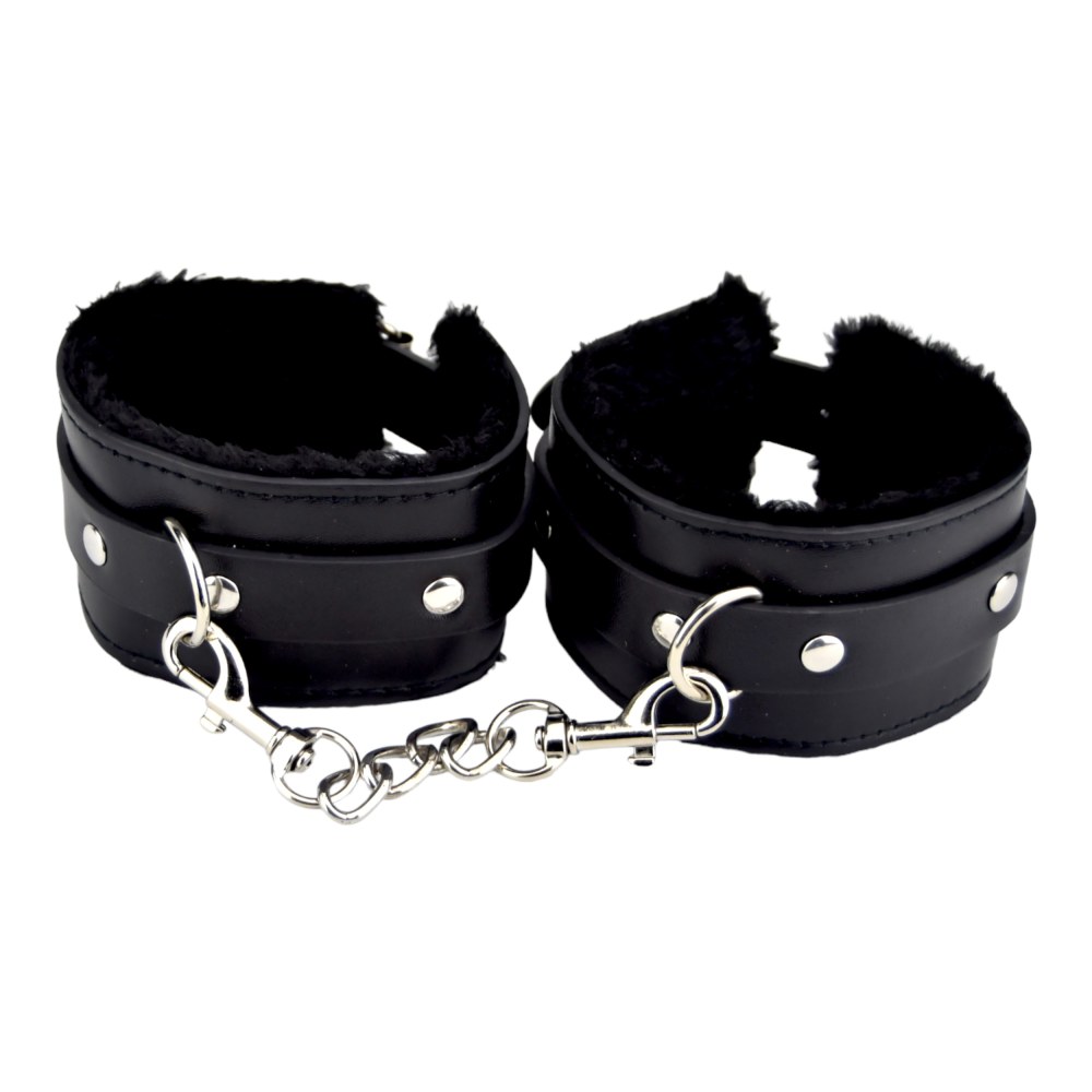 Bound to Please Furry Plush Wrist Cuffs Black – image number 3