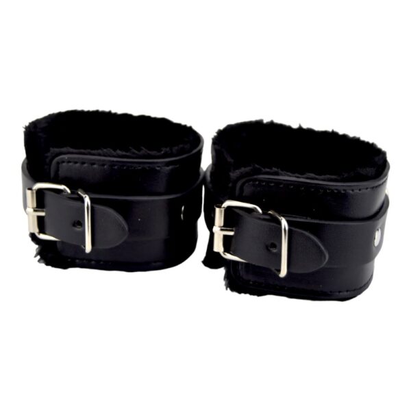 Bound to Please Furry Plush Wrist Cuffs Black – image number 2