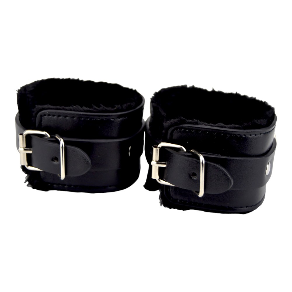 Bound to Please Furry Plush Wrist Cuffs Black – image number 2