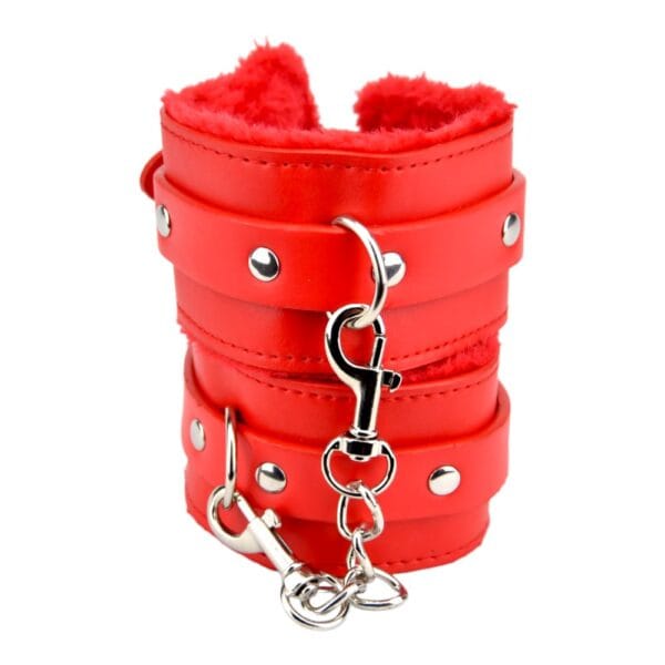 Bound to Please Furry Plush Wrist Cuffs Red – image number 2