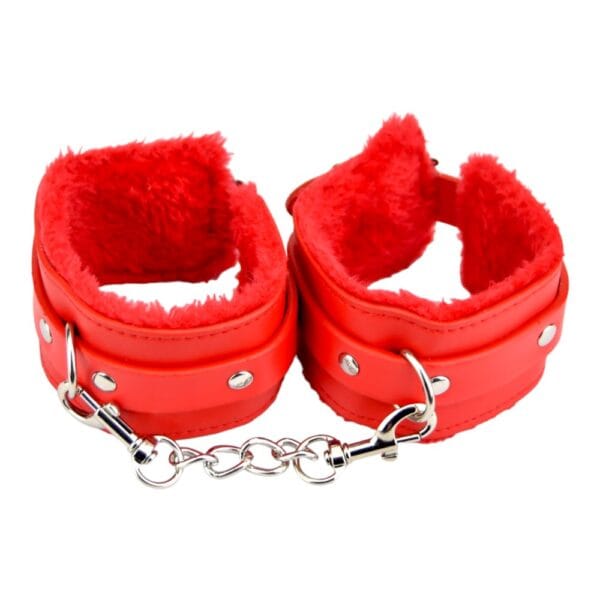 Bound to Please Furry Plush Wrist Cuffs Red – image number 1