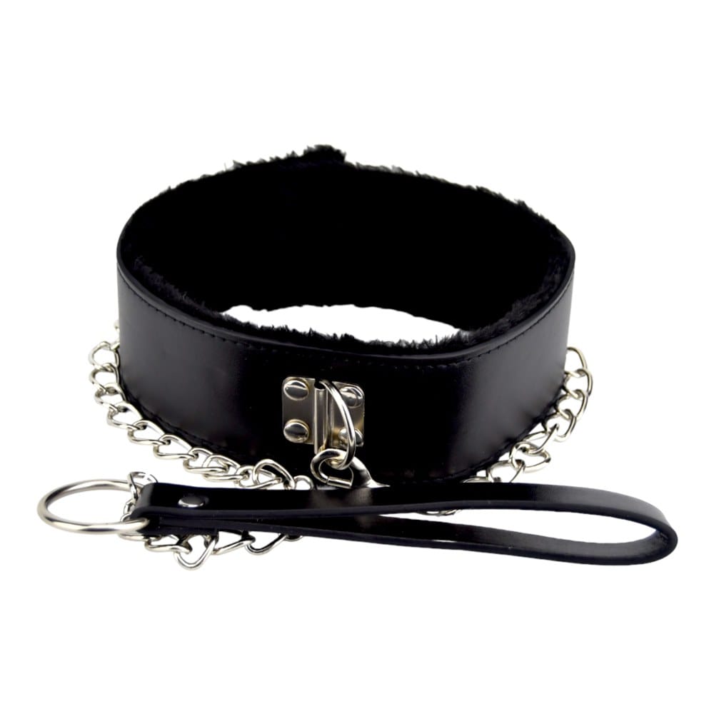 Bound to Please Furry Collar with Leash Black – image number 2
