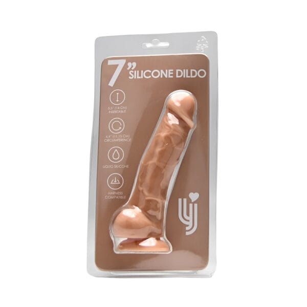 Loving Joy Realistic Silicone Suction Cup Dildo with Balls Vanilla – image number 4
