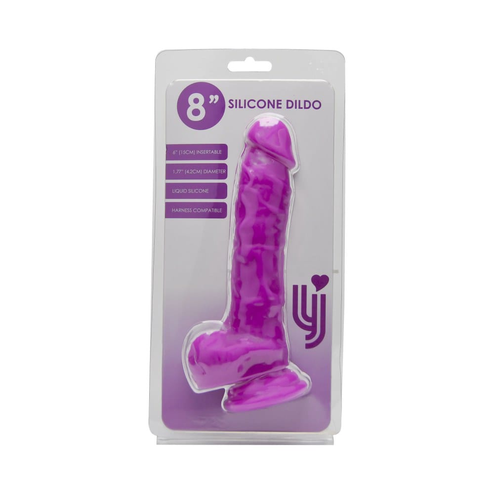 Loving Joy Realistic Purple Suction Cup Dildo with Balls 8 Inch – image number 4
