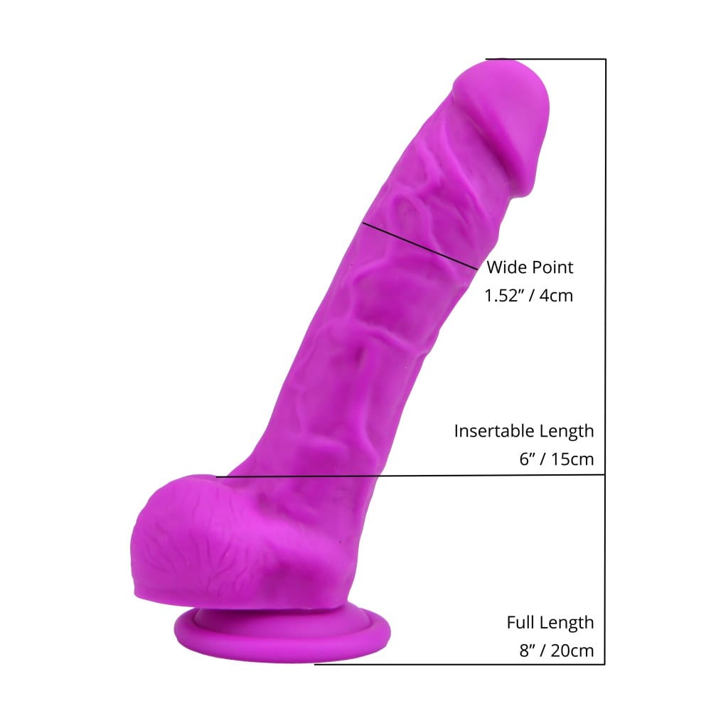 Loving Joy Realistic Purple Suction Cup Dildo with Balls 8 Inch – image number 3