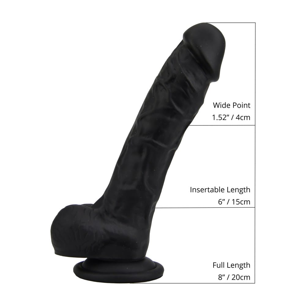 Loving Joy Realistic Black Suction Cup Dildo with Balls 8 Inch – image number 3