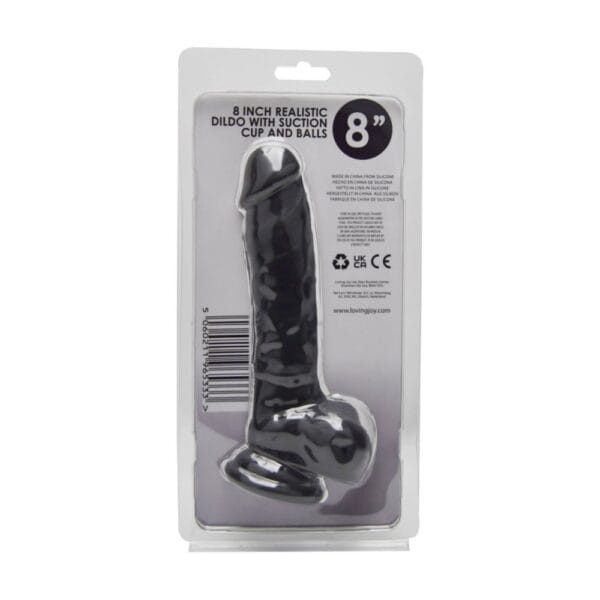 Loving Joy Realistic Black Suction Cup Dildo with Balls 8 Inch – image number 5