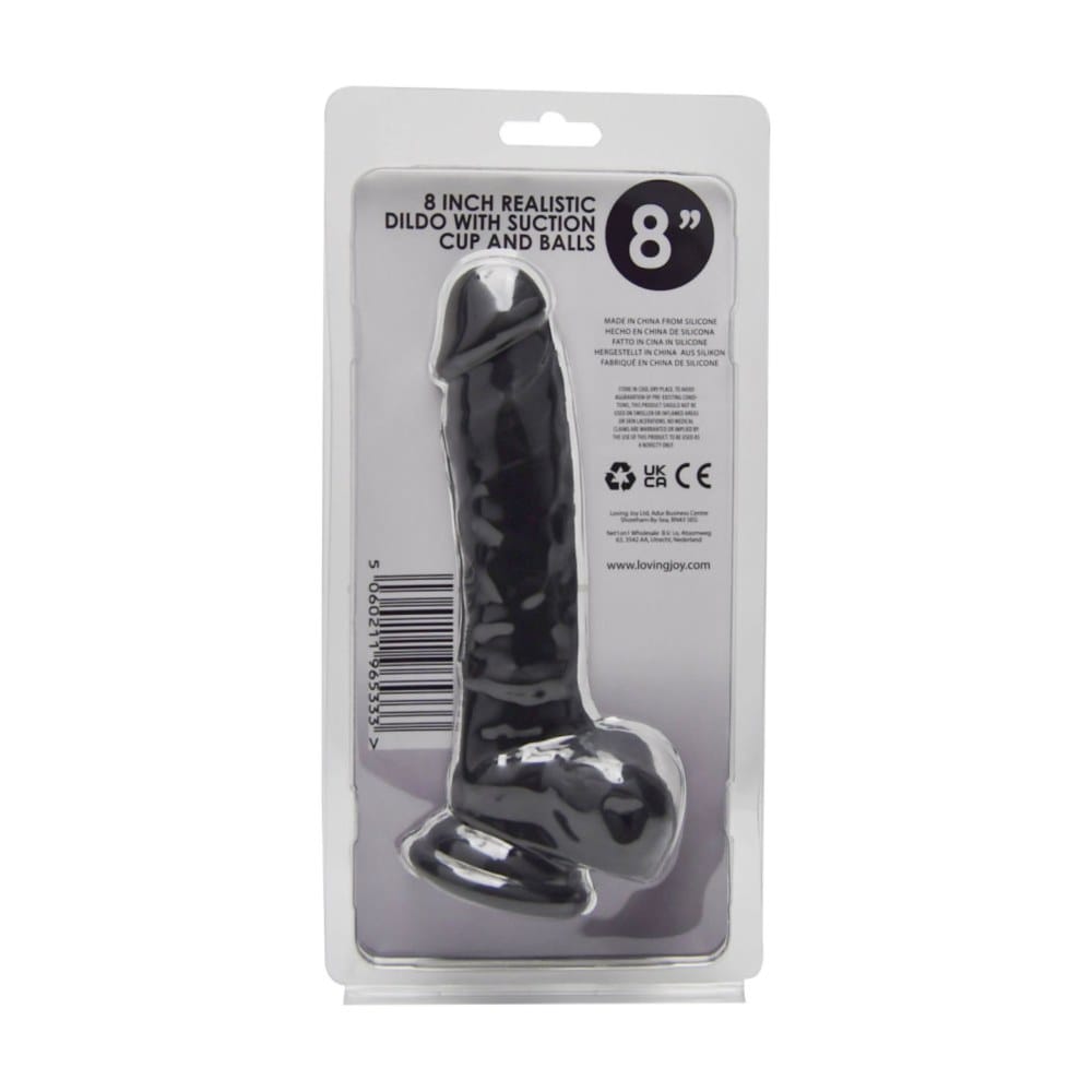 Loving Joy Realistic Black Suction Cup Dildo with Balls 8 Inch – image number 5