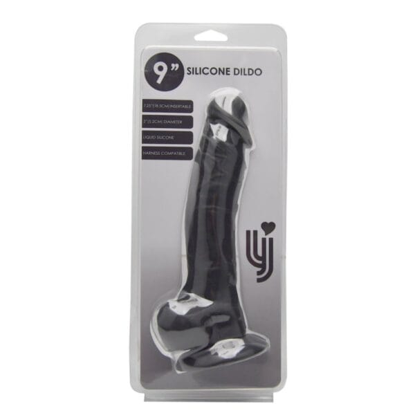 Loving Joy Realistic Black Silicone Dildo with Suction Cup and Balls 9 Inch – image number 5