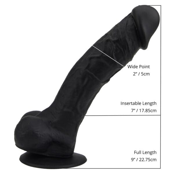 Loving Joy Realistic Black Silicone Dildo with Suction Cup and Balls 9 Inch – image number 4