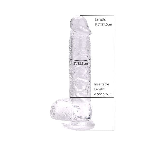 Loving Joy Clear Realistic Suction Cup Dildo with Balls 8 Inch – image number 3