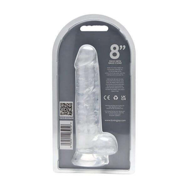 Loving Joy Clear Realistic Suction Cup Dildo with Balls 8 Inch – image number 4
