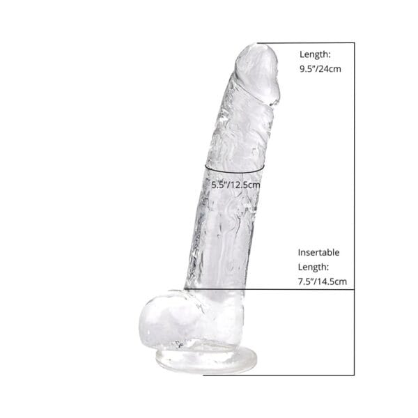 Loving Joy Clear Realistic Suction Cup Dildo with Balls 9 Inch – image number 4