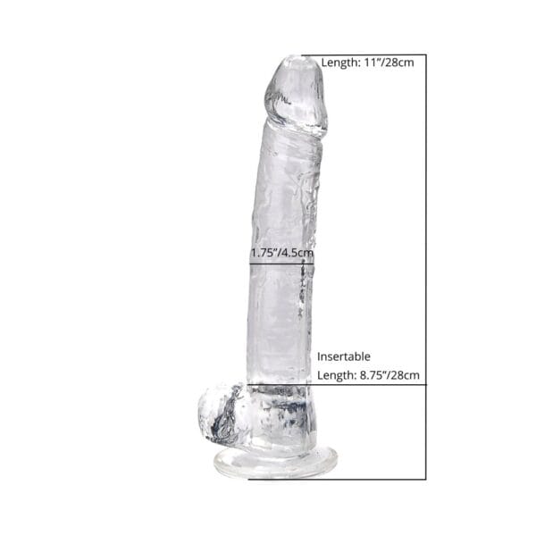 Loving Joy 11 Inch Clear Suction Cup Dildo with Balls – image number 3