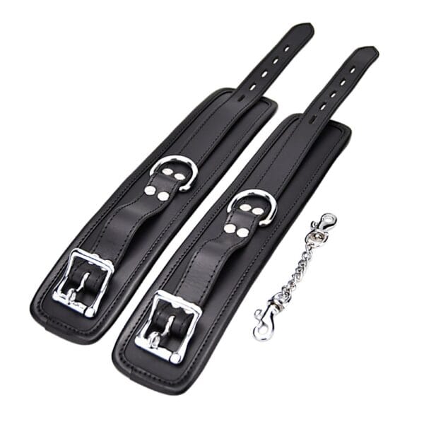 Bound Leather Wrist Restraints with Chain – image number 2
