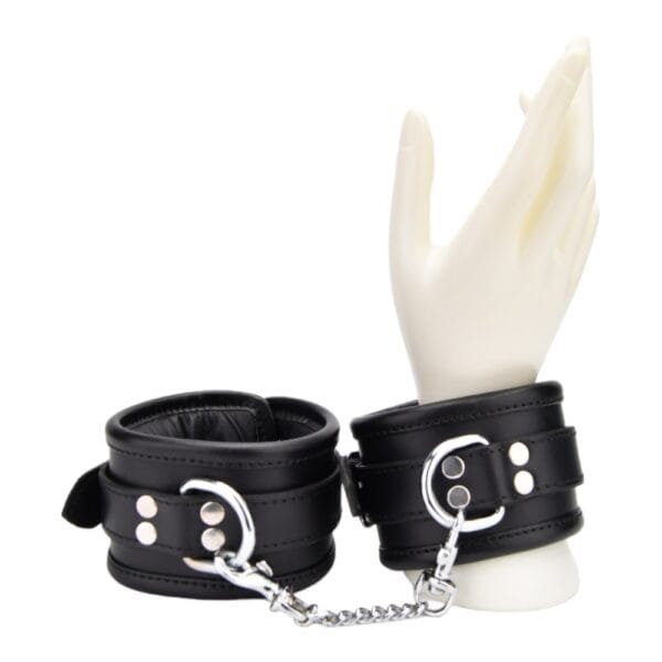Bound Leather Wrist Restraints with Chain – image number 4
