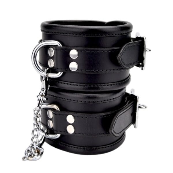 Bound Leather Wrist Restraints with Chain – image number 1
