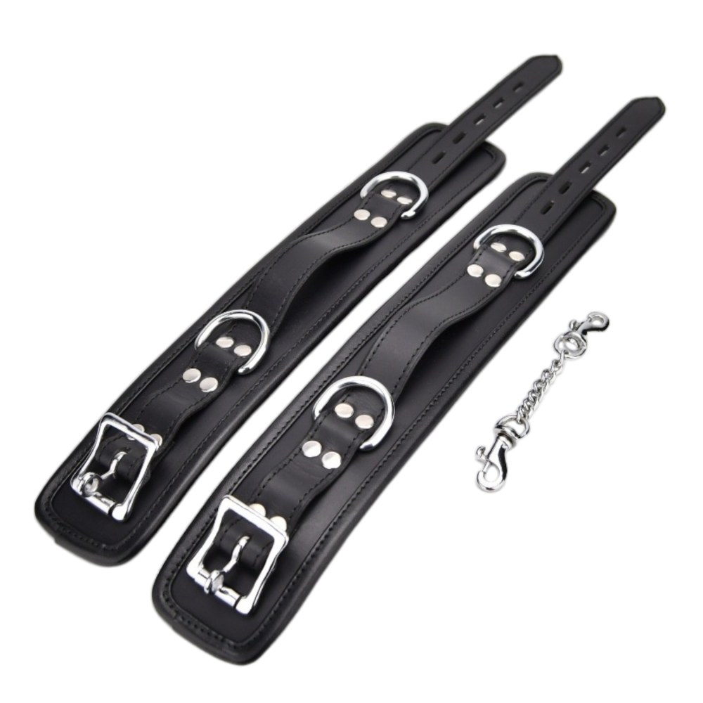 Bound Leather Ankle Restraints with Chain – image number 2