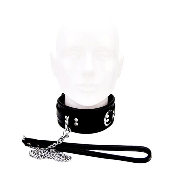 Bound Padded Leather Collar with 3 D-Rings – image number 2