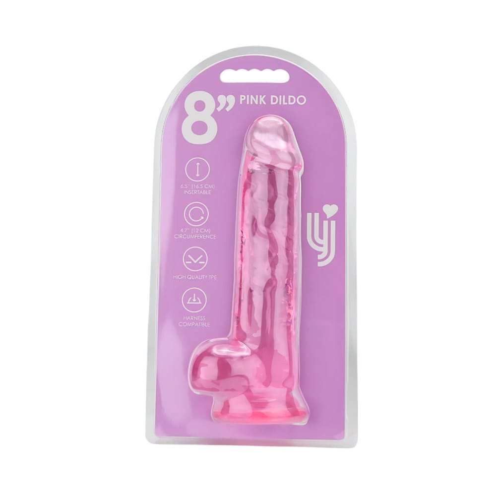 Loving Joy 8 Inch Pink Realistic Suction Cup Dildo with Balls – image number 3