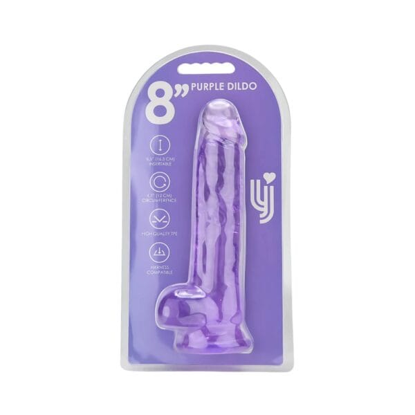 Loving Joy Purple Suction Cup Dildo with Balls 8 Inch – image number 4