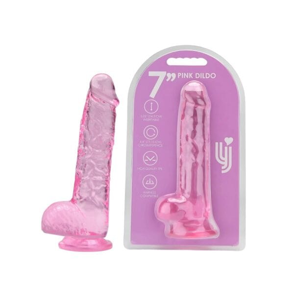 Loving Joy Pink Realistic Dildo with Balls and Suction Cup 7 Inch – image number 4